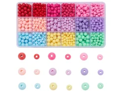 Boîte de 1000 perles rondes opaques en acrylique - 9 couleurs