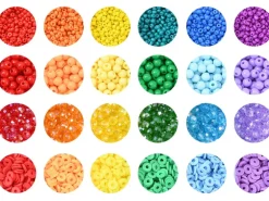Boîte de 4300 perles variées : rocailles, plastique, heishi - 6 couleurs