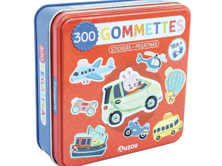 Boîte de gommettes métal – Les transports