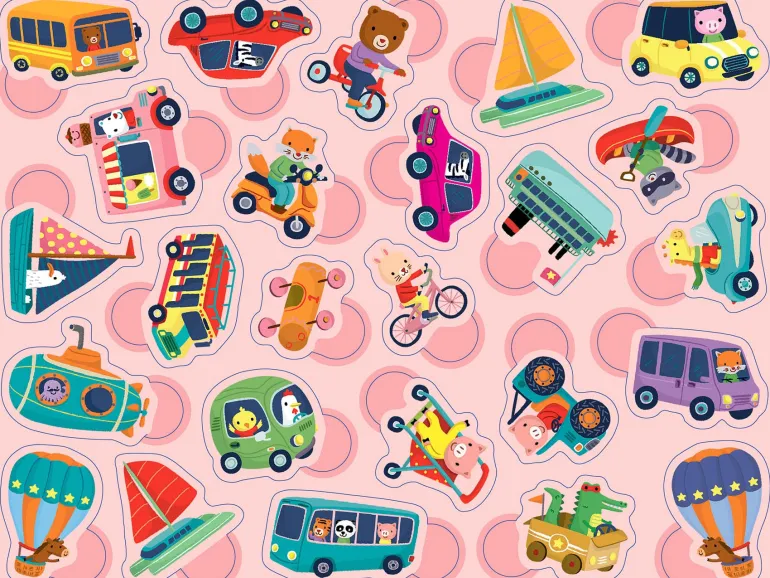 Boîte de gommettes métal – Les transports