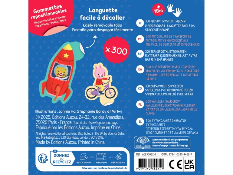 Boîte de gommettes métal – Les transports