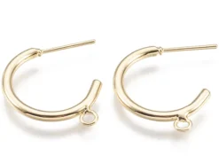 Boucles créoles avec anneau - diamètre 24 mm - laiton doré à l'or fin 24K