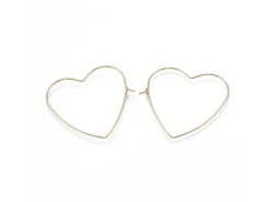 Boucles d'oreilles créoles en forme de coeur - Doré à l'or fin 18k