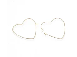Boucles d'oreilles créoles en forme de coeur - Doré à l'or fin 18k