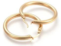Boucles d'oreilles créoles - acier inoxydable doré - 39 mm