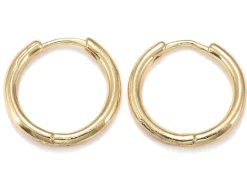 Boucles d'oreilles créoles huggie - doré à l'or fin 18K - 17 mm