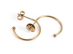 Boucles d'oreilles demi-créoles pour perles heishi - Doré à l'or fin 18k - 19 x 20 x 1.5 mm