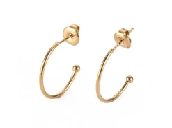 Boucles d'oreilles demi-créoles pour perles heishi - Doré à l'or fin 18k - 19 x 20 x 1.5 mm