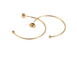 Boucles d'oreilles demi-créoles pour perles heishi - Doré à l'or fin 18k - 36 x 36 mm