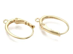 Boucles d'oreilles dormeuses avec boucle - doré à l'or fin 18k - 20,5 mm