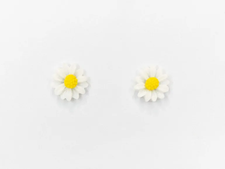 Boucles d'oreilles en porcelaine - Pâquerette