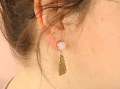 Boucles d'oreilles Raphaëlle rose - Kit bijoux précieux dorés à l'or fin