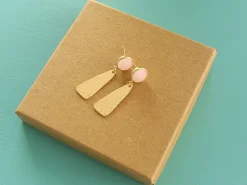 Boucles d'oreilles Raphaëlle rose - Kit bijoux précieux dorés à l'or fin