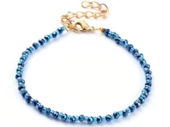 Bracelet à perles de verre - bleu irisé