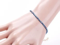 Bracelet à perles de verre - bleu irisé
