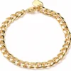 Bracelet chaîne cubaine en laiton doré à l’or fin – 19 cm