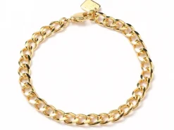 Bracelet chaîne cubaine en laiton doré à l’or fin – 19 cm