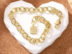 Bracelet chaîne gourmette en laiton doré à l’or fin – 21 cm