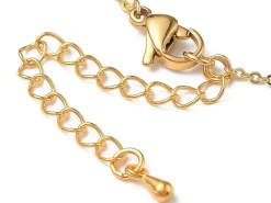 Bracelet chaînette émaillée à petits points noirs - 18,5 cm - doré à l'or fin 18K