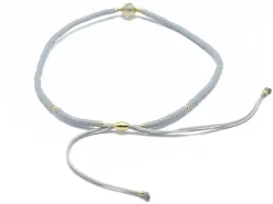 Bracelet en perles miyuki et quartz naturel - gris - ajustable