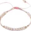 Bracelet fin - perles d' aventurine et quartz rose - taille ajustable