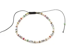 Bracelet fin en perles de verre - multicolore - taille ajustable