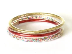 Bracelet jonc bouddhiste fantaisie - doré champagne - paillettes fines
