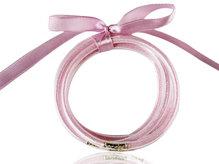 Bracelet jonc bouddhiste fantaisie - rose pâle - paillettes fines