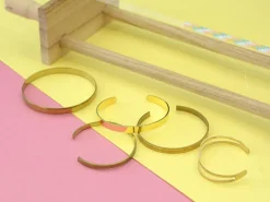 Bracelet manchette dorée percée - 6 mm