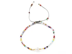 Bracelet nylon tressé réglable perles rocailles et miyuki - Multicolore