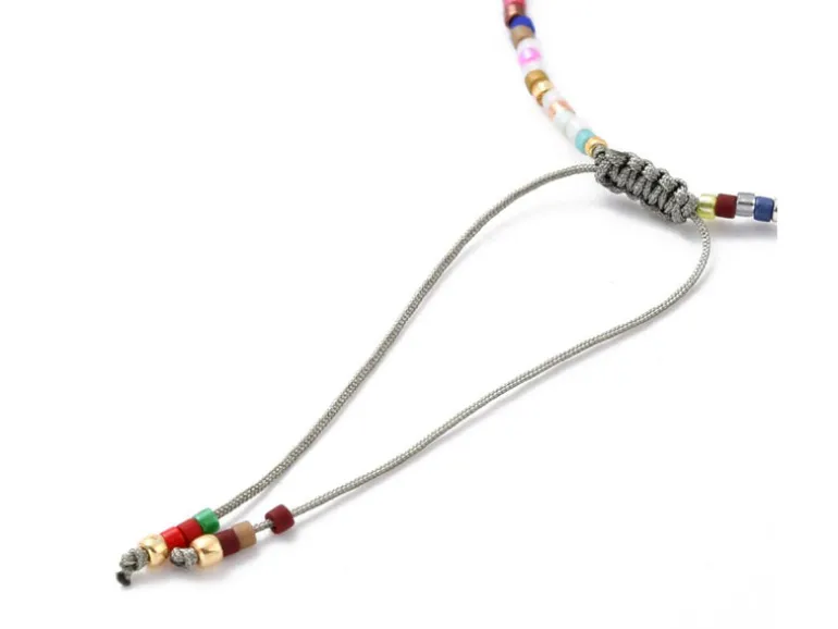 Bracelet nylon tressé réglable perles rocailles et miyuki - Multicolore