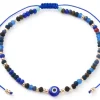 Bracelet perles œil bleu - porte bonheur - taille ajustable