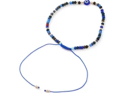 Bracelet perles œil bleu - porte bonheur - taille ajustable