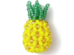 Breloque ananas en perles de rocaille jaunes