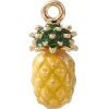 Breloque ananas émaillée en laiton doré à l’or fin