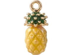 Breloque ananas émaillée en laiton doré à l’or fin