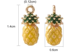 Breloque ananas émaillée en laiton doré à l’or fin