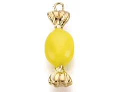 Breloque bonbon jaune - acier inoxydable 304 doré à l’or fin