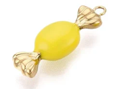 Breloque bonbon jaune - acier inoxydable 304 doré à l’or fin