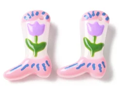 Breloque bottine violette en verre avec fleur