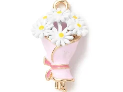 Breloque bouquet de fleurs émaillée - doré