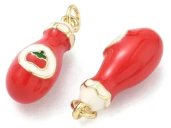 Breloque bouteille de ketchup - laiton doré à l’or fin
