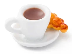 Breloque café gourmand émaillée - doré