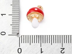 Breloque champignon rouge émaillée - doré