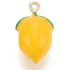 Breloque citron jaune émaillée - doré