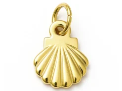 Breloque coquillage en acier inoxydable 304 plaqué or 14K avec anneau
