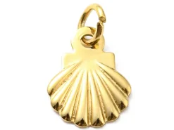 Breloque coquillage en acier inoxydable 304 plaqué or 14K avec anneau