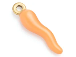 Breloque corne italienne en émail saumon clair sur acier inoxydable 304 plaqué or