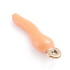 Breloque corne italienne en émail saumon clair sur acier inoxydable 304 plaqué or