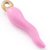 Breloque corne italienne en émail rose sur acier inoxydable 304 plaqué or